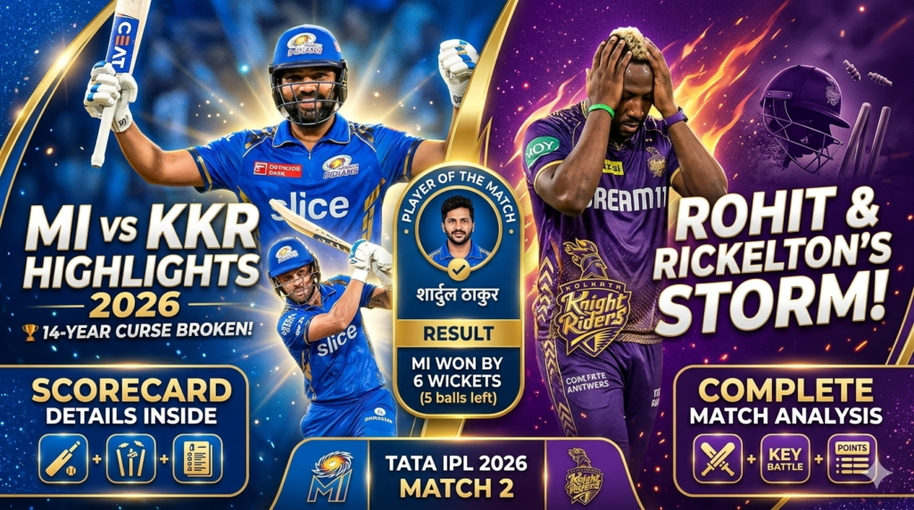 MI vs KKR IPL 2026 Match 2 scorecard