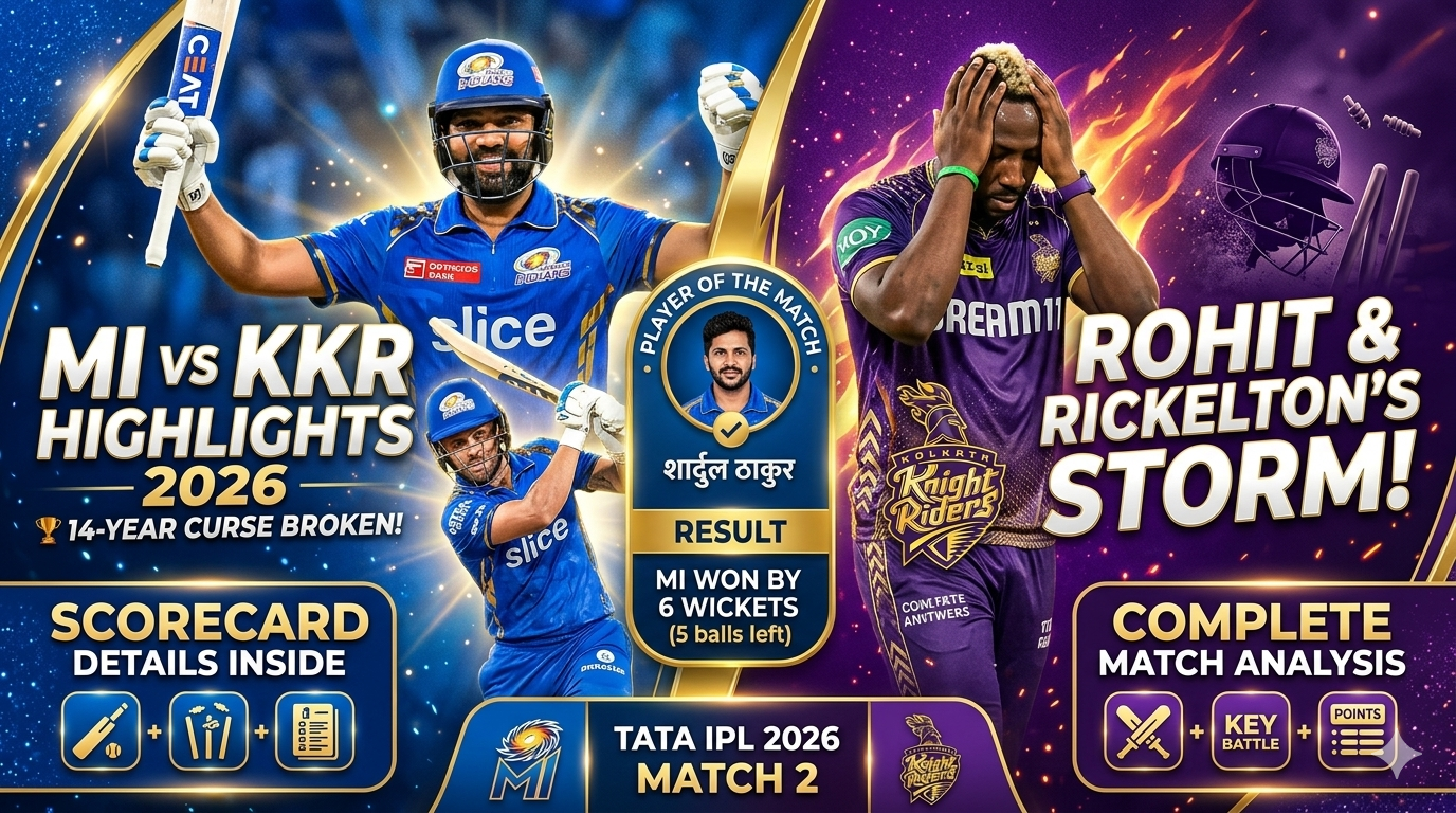 MI vs KKR IPL 2026 Match 2 scorecard
