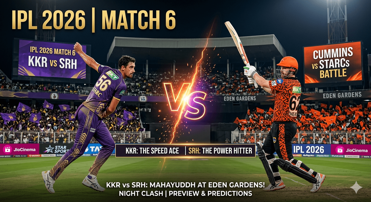 KKR VS SRH Match 6 Preview ipl 2026