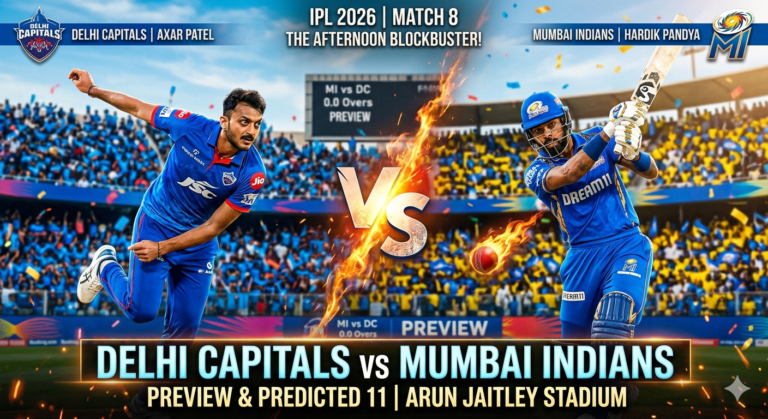 MI vs DC Match 8 Preview pitch report and scorecard