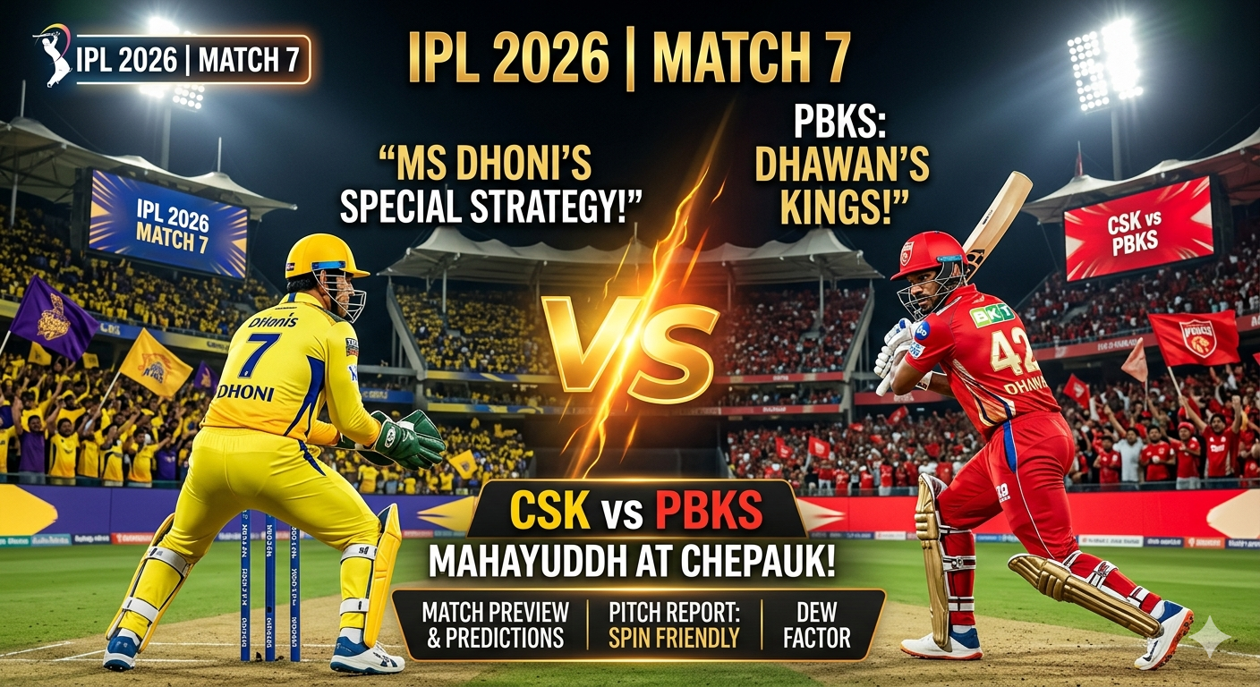 CSK vs PBKS Match 7 Preview IPL 2026 & Predicted 11, pitch report